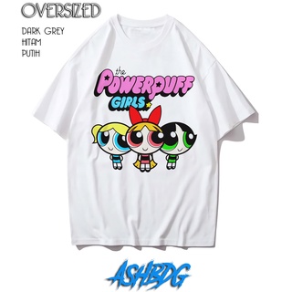 เสื้อยืดผ้าฝ้าย เสื้อยืด พิมพ์ลายกราฟฟิค The Powerpuff Girl สไตล์วินเทจ ขนาดใหญ่ สําหรับผู้หญิง