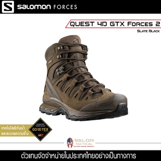 Salomon รุ่น Quest 4D GTX FORCES 2 EN สี slate black รองเท้าผู้ชาย ทหาร คอมแบท รองเท้าปีนเขา ผ้าใบ