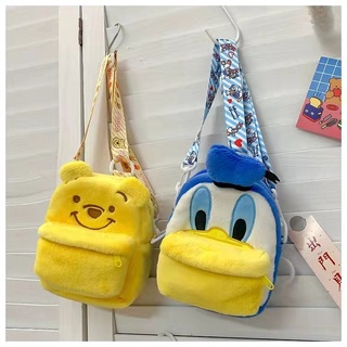 กระเป๋าเป้สะพายหลัง กระเป๋าใส่เหรียญ ใส่โทรศัพท์มือถือ ลายการ์ตูน Disney Winnie the Pooh Donald Duck น่ารัก สําหรับนักเรียนผู้หญิง