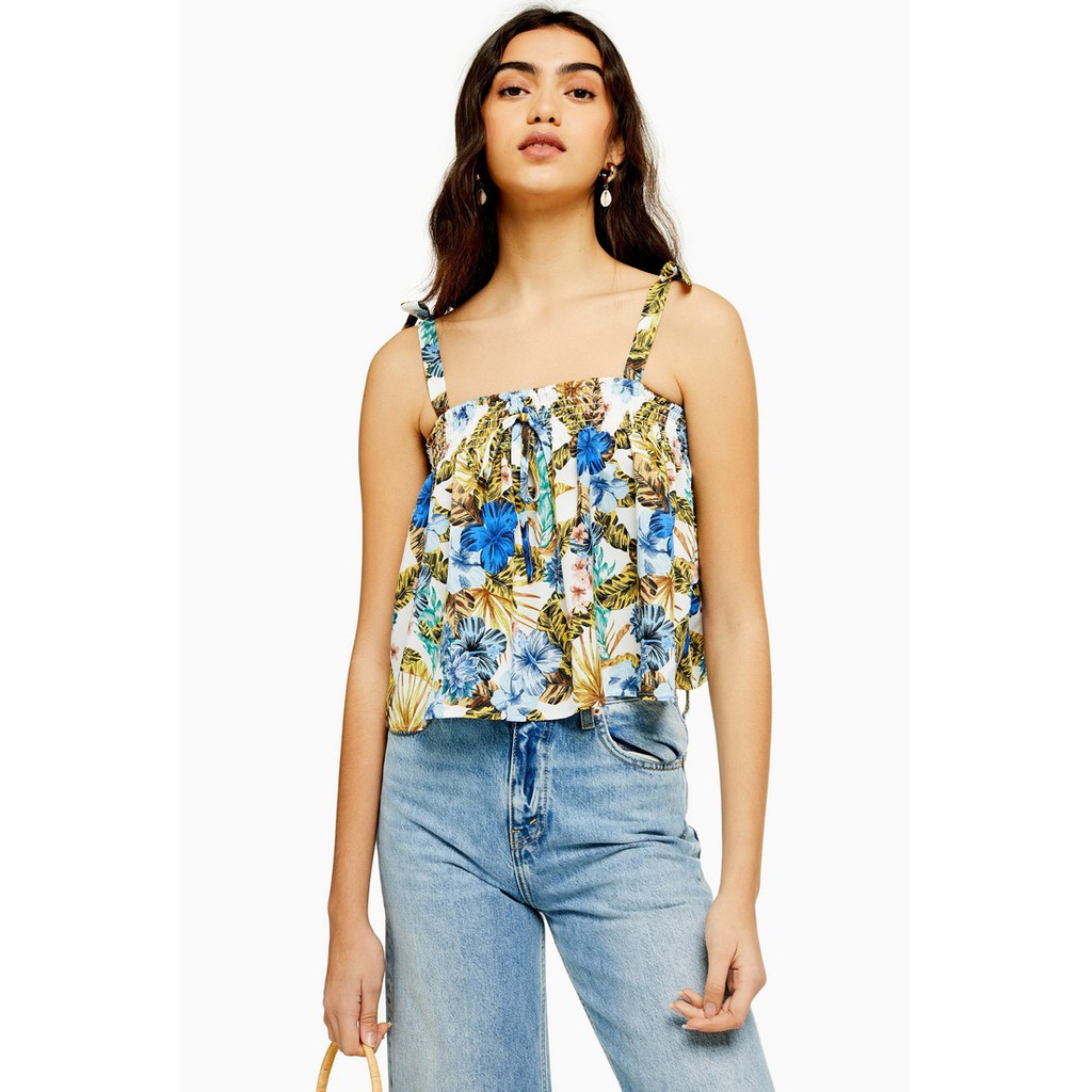 TOPSHOP เสื้อ Hawaiian Tie Detail Crop รุ่น 13Y24QIVR หลากสี