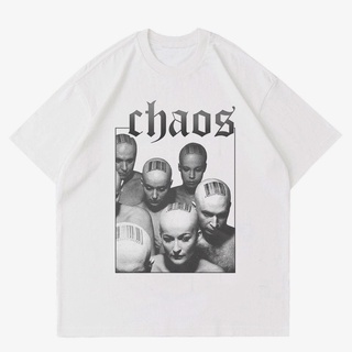 เสื้อยืดสีขาวเสื้อยืด พิมพ์ลายกราฟฟิค TEE CHAOS | เสื้อยืด สีขาว STREETWEAR | เสื้อผ้า สีขาว ขนาดใหญ่S-4XL