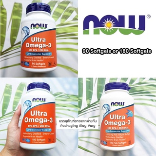 โอเมก้า3 Ultra Omega 3, 500 EPA / 250 DHA, 90 or 180 Softgels (Now Foods®)