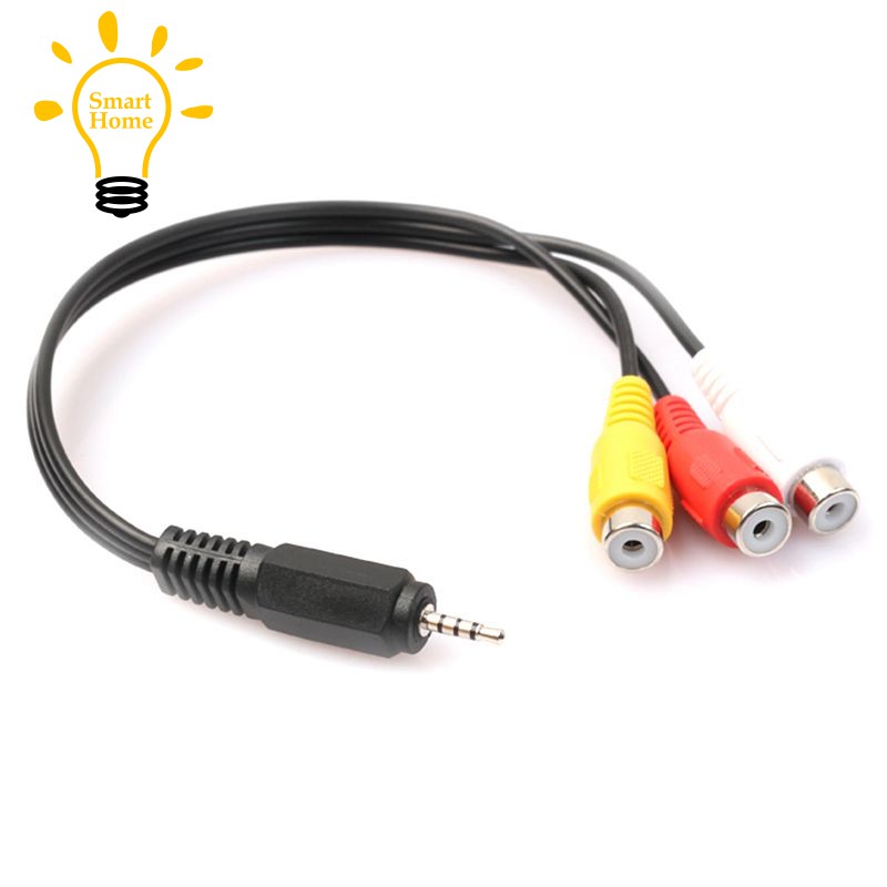 ◤ ◥2.5mm Mini AV Male to 3RCA Female M/F Audio Video Cable Stereo Jack Adapter Cord