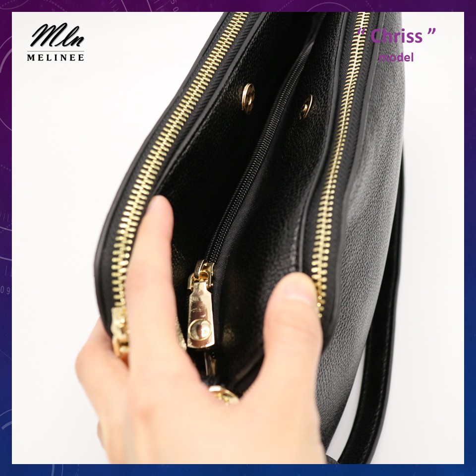 MLN bags กระเป๋าสะพายข้างผู้หญิง รุ่นChriss(size L) มีทั้งสายสั้นและยาว ใส่กระเป๋าตังค์ได้