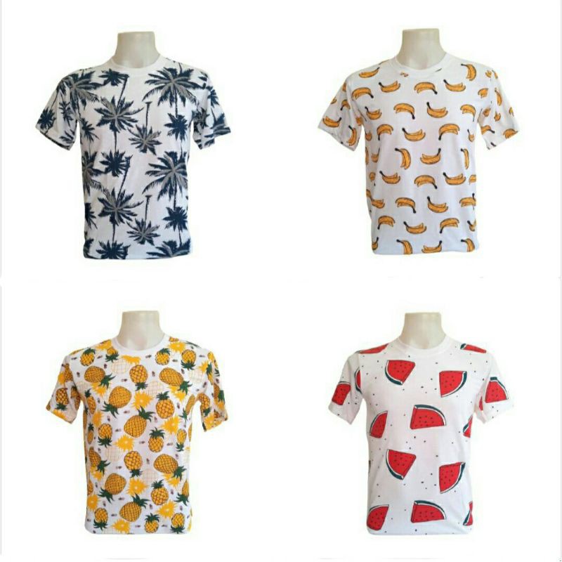 เสื้อยืดลายผลไม้ มะพร้าว กล้วย แตงโม สับปะรด