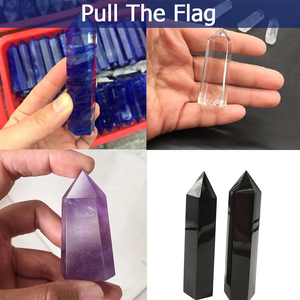 HOT SALE Smelting Healing Obelisk Hexagonal Wand Reiki Quartz Crystal Point