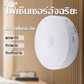 โคมไฟหัวเตียง 0.3w LED โคมไฟ ยึดผนังด้วยแม่เหล็ก ชาร์จ usb ไฟสีขาวLED ระบบเซนเซอร์ ชาร์จได้ ไม่ต้องใช้ถ่าน แบตอึด ทนทาน