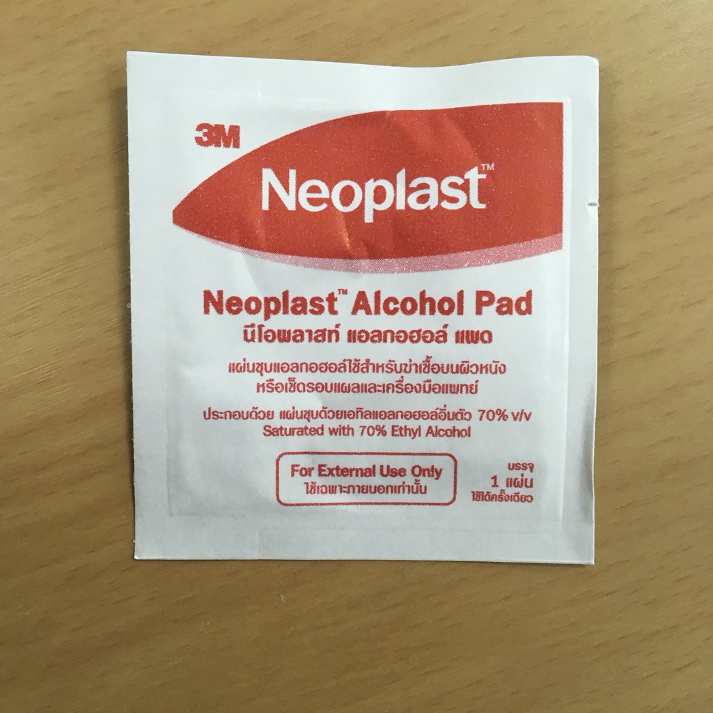 3M Neoplast Alcohol Pad แยกชิ้น 3 เอ็ม นีโอพลาสท์ แอลกอฮอล์ แพด
