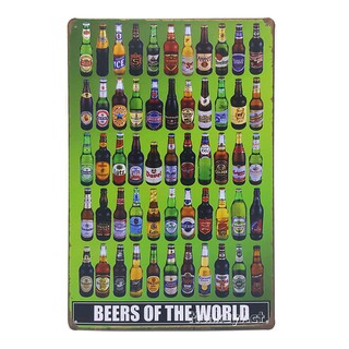 ป้ายสังกะสีวินเทจ Beers of The World, ขนาด 20x30 ซม