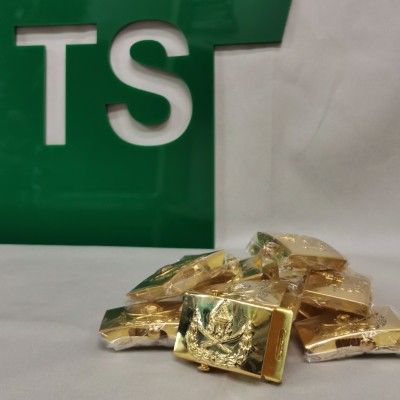 หัวเข็มขัด รด. สีทอง สายเข็มขัด รด. สีเขียว หัวเข็มขัดรด.พร้อมสายเข็มขัดยาว39/45/48นิ้ว