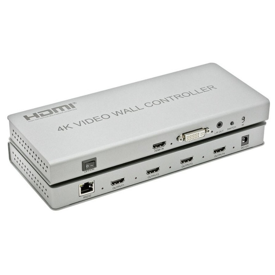 (พร้อมส่ง) HDMI DVI 2x2 4K 4-Displays Video Wall Controller