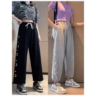 ใหม่ เสื้อผ้าแฟชั่นผู้หญิง กางเกงขากว้าง กางเกงทรงหลวมสไตล์เกาหลี เอวยางยืดมีเชือกผูก รุ่นใหม่สุดฮิต ราคาถูกสุดๆ K9638