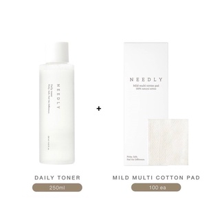 ✨พร้อมส่ง✨| NEEDLY DAILY TONER 250ML + MILD MULTI COTTON PAD 100แผ่น