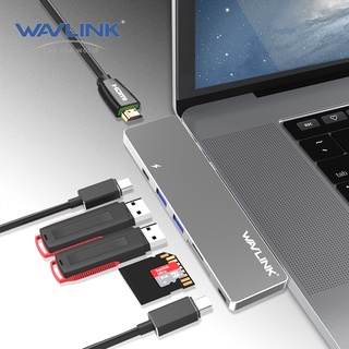 Wavlink Thunderbolt 3 อะแดปเตอร์ฮับ USB-C อะลูมิเนียม หลายพอร์ต สําหรับ 2016 2017 2018 2019 2020 2021 Pro air m1 13 นิ้ว และ 15 นิ้ว 40Gb s 4K  Pass-Through