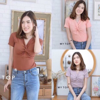 My​ top​ Lot19 เสื้อแขนสั้น ทรงทวิสช่วงอก sexy CARDIGAN_NISTA
