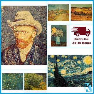 โปสเตอร์กระดาษคราฟท์ ลายภาพวาดศิลปะ Van Gogh สไตล์วินเทจ ขนาด 46x35 ซม. สําหรับตกแต่งผนัง