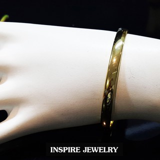 INSPIRE JEWELRY กำไลทอง ลายเรียบมันแบบร้านทอง ทรงกลม หน้ากว้าง 6minn รอบวงใน 6.5x6.5cm แฟชั้นอินเทรนชั้นนำ gold plated