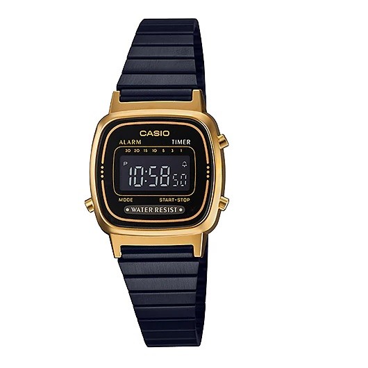 CASIO  นาฬิกาข้อมือผู้หญิง สีดำ/ทอง     สายสแตนเลส รุ  LA670WEGB-1B   (ทอง/ดำ)