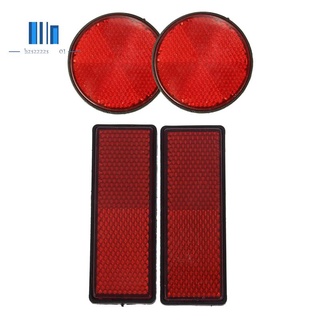 4 Pcs Red Reflectors Universal for Motorcycles ATV Bikes Dirt Bikes, 2Pcs Round &amp; 2 Pcs Rectangle