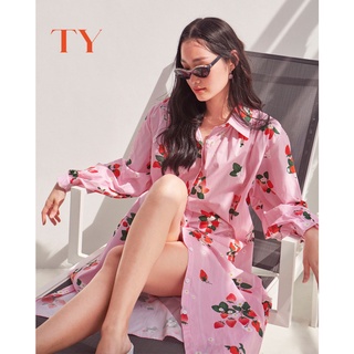 TY.BKK PEONY SHIRT STRAWBERRY DRESS (เชิ้ตเดรสสีชมพู)