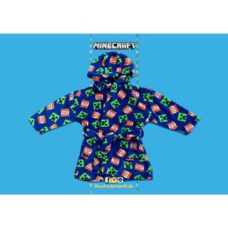 ✅ [3-4Y] Minecraft Fleece Dressing Gown  ชุดคลุมอาบน้ำ มาย คราฟ