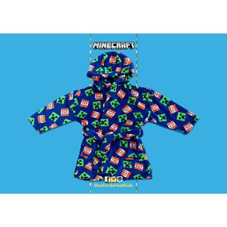 ✅ [3-4Y] Minecraft Fleece Dressing Gown  ชุดคลุมอาบน้ำ มาย คราฟ