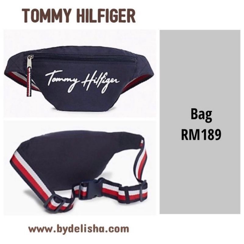 Tommy Hilfiger กระเป๋าสะพายข้าง ลายเซ็น สีกรมท่า สําหรับผู้ชาย