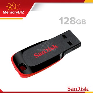 SanDisk Flash Drive CRUZER BLADE 128GB USB2.0 (SDCZ50-128G-B35) แฟลชไดร์ฟ ใส่ โน๊ตบุ๊ค PC เครื่องเสียง ประกัน Synnex 5ปี