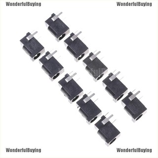 {WonderfulBuying} ซ็อกเก็ตแจ็คเมาท์ PCB 3 Pin 3.5 มม. x 1.3 มม. สีดํา 10 ชิ้น