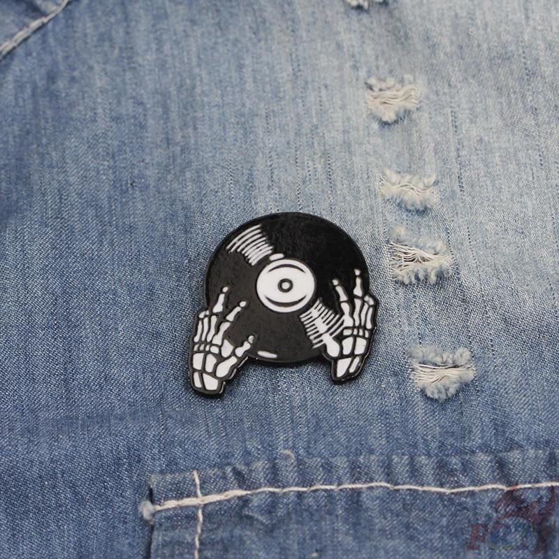 &gt; Ready Stock &lt; ❉ Skull Pins ❉ 1Pc Punk DJ Music Remix Enamel Collection Brooch Pins