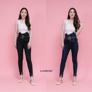 Unequal high waist jeans