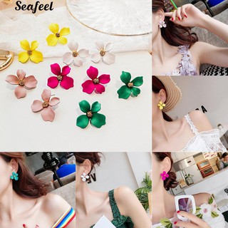 เครื่องประดับต่างหูกระดุมตกแต่งดอกไม้ seafeel 2 ชิ้น