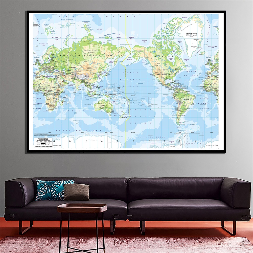 Hot Mapแผนที่โลก -โปสเตอร์แผนที่ขนาดใหญ่พิมพ์โปสเตอร์ Wall Art ไม่มีกรอบสําหรับโฮมออฟฟิศ, ห้องนอน, หอพัก, และอื่นๆ