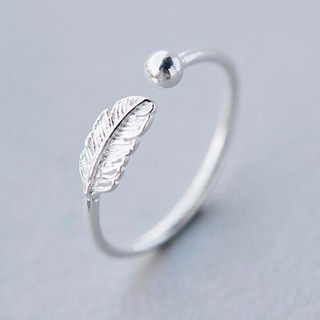 แหวน ปรับขนาดได้ Leaf Feather Rings Leaf Bird Feather Open Adjust Ring Christmas Minimalist Jewelry for Women Girls Char