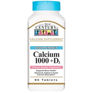 21st Century, Calcium 1000 + D3, 90 Tablets