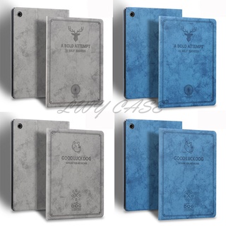 Huawei MediaPad T2 7.0 Pro 7.0 inch PLE-701L PLE-703L Retro Deer Good luck dog Canvas Folding Leather Stand Tablet Case