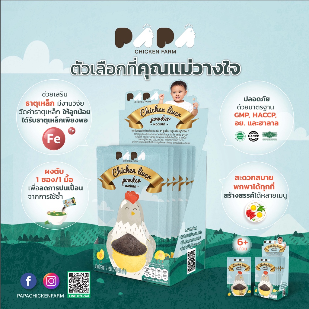 (ส่งฟรี ไม่ต้องใช้โค้ด) ผงตับไก่ Papachickenfarm
