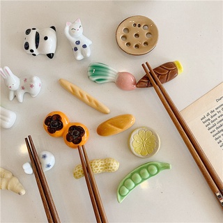 Cute Porcelain Chopstick Rest Vegetables Shape Chopstick Spoon Holder Kitchen Tools