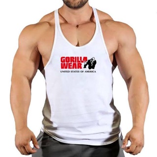 เสื้อกล้ามกีฬาฟิตเนสชายGorilla GYM เสื้อกล้ามลำลองระบายอากาศได้ดี เสื้อสายเดี่ยว เสื้อกล้าม Bodybuilding Fitness Gym