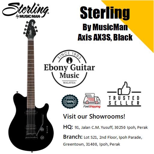 Sterling By MusicMan Axis AX3S กีตาร์ไฟฟ้า - สีดํา