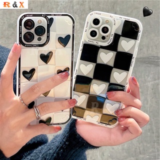 เคสโทรศัพท์มือถือแบบนิ่ม TPU ใส กันรอยกล้อง ลายหมากรุก หัวใจ หรูหรา สําหรับ Samsung A03 A03S A13 A12 A02S A21S A22 A32 A52 A72 A12 M12 A31 M52 A10S A50 J2Prime