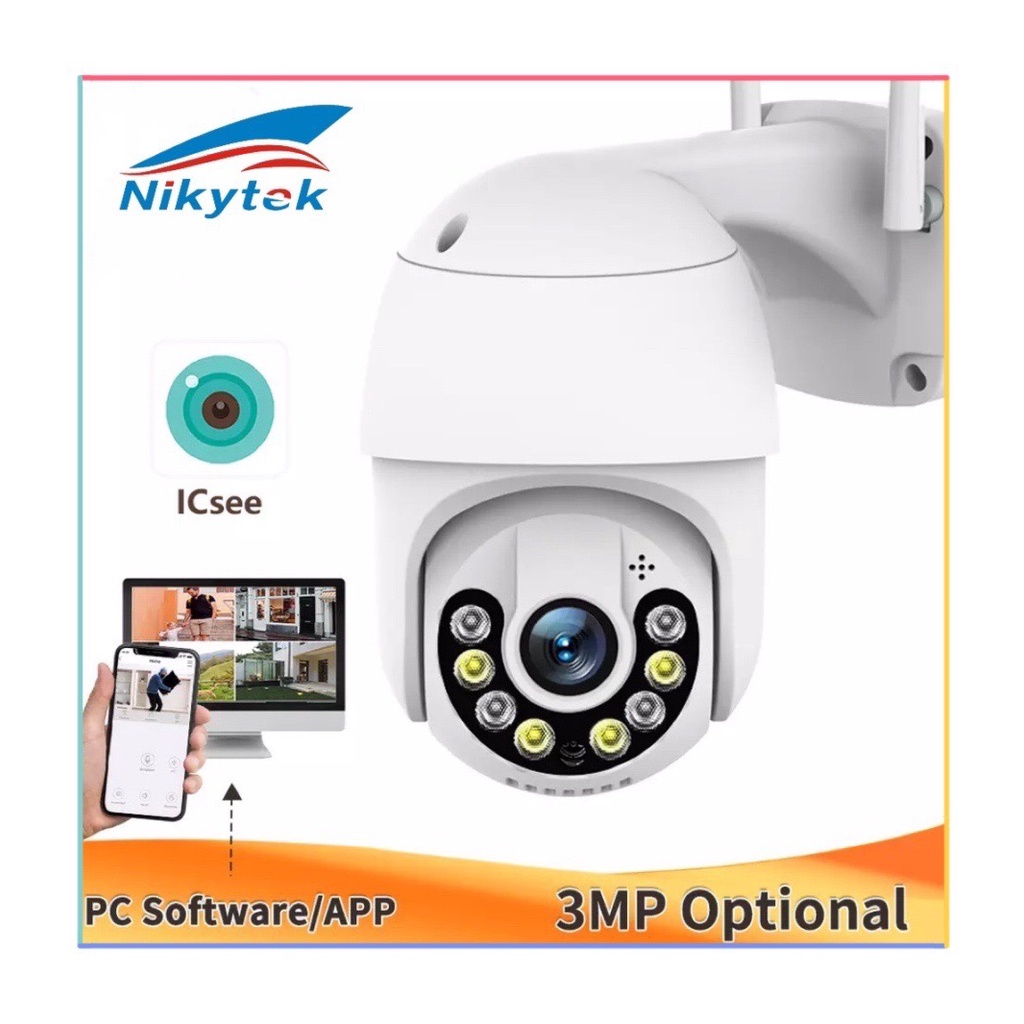 icsee Q2-3MP กล้องวงจรปิดไร้สาย กล้องวงจรปิดกันน้ำหมุนได้คมชัด 3ล้าน มีภาษาไทย ip camera เชื่อมต่อไว