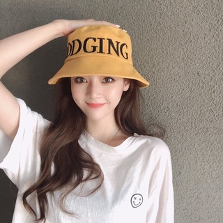 หมวกบักเก็ต [รุ่นD006] ปักDODGING กันแดดแฟชั่นสีพื้นเนื้อผ้างามใส่สบาย [พร้อมส่งจากไทย!!!]