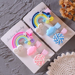 3ชิ้น/เซ็ตเด็กกิ๊บหนีบผมรูปการ์ตูนสายรุ้งเด็กกิ๊บติดผมของเด็ก Candy Barrette เด็กเครื่องประดับผม