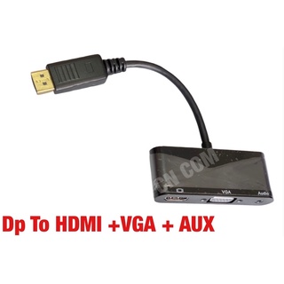 1080P 60Hz DisplayPort TO HDMI + VGA + AUX อะแดปเตอร์ชายชุบทอง DP ถึงสาย HDMI สำหรับ PC แล็ปท็อป HD โปรเจคเตอร์