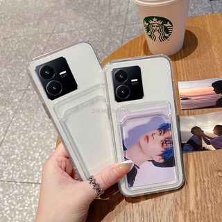 เคสโทรศัพท์มือถือ ซิลิโคนใส พร้อมช่องใส่บัตร สําหรับ VIVO Y22S Y22 V25 Pro Y35 V25E Y16 Y02S