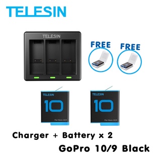 แท่นชาร์จ ที่ชาร์จ Battery GoPro 10 / 9 Telesin และ Battery GoPro 10 / 9 x 2 อุปกรณ์เสริมโกโปร รับประกัน 1 ปี คุณภาพดี