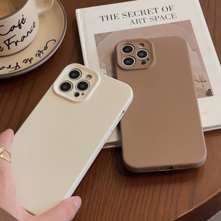 เคสโทรศัพท์มือถือ ซิลิโคนนิ่ม กันกระแทก สีกากี สําหรับ Iphone 13 12 Pro Max 11 XS XR Max 12 Mini