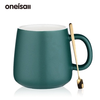 Oneisall แก้วกาแฟเซรามิกพร้อมที่จับขนาด 380 มล. พร้อมที่จับสําหรับคู่รักบ้านออฟฟิศท่องเที่ยว