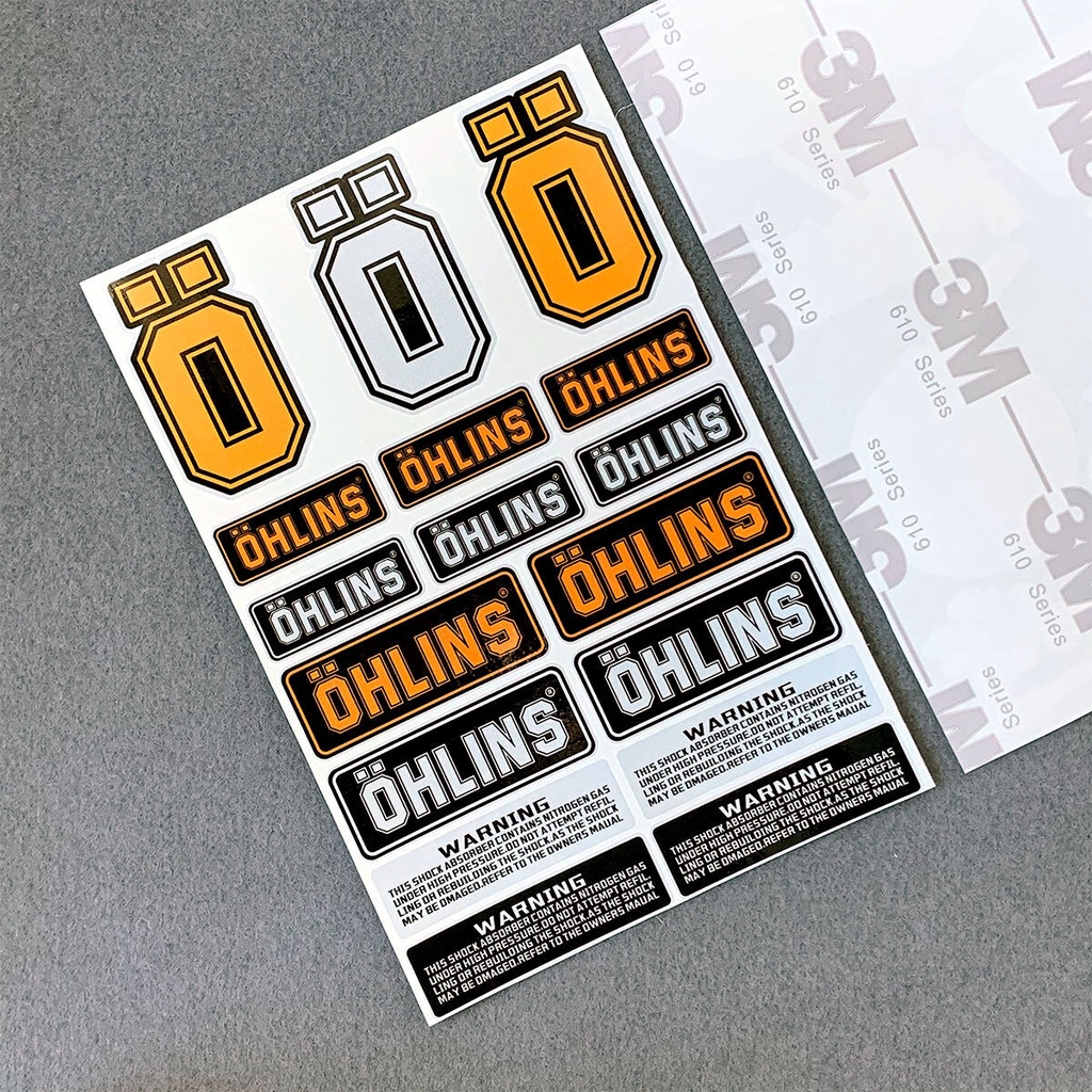 No. l093 Ohlins Moto สติกเกอร์อุปกรณ์เสริม 3m สะท้อนแสงสูงการปรับเปลี่ยนระบบกันสะเทือนตกแต่งรูปลอกรถ